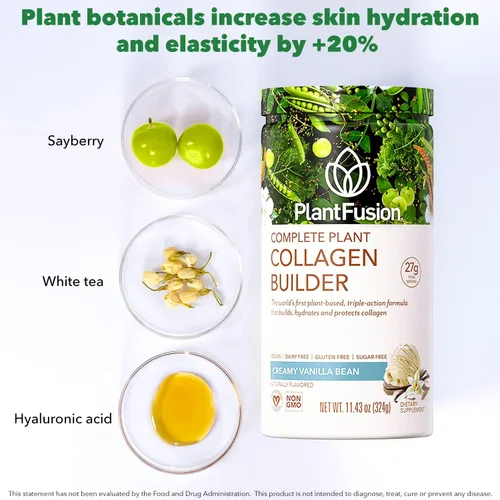 Vista 5 de PlantFusion Paquete de polvo de colágeno vegano, polvo de colágeno a base de plantas + proteína vegana para músculos y articulaciones, cabello, piel