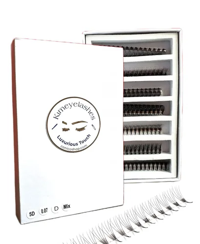 Vista 5 de 1000 extensiones de pestañas postizas en abanico Wispy prefabricadas 0.05 0.07 longitudes mixtas 10-16mm 5D 7D, extensiones de pestañas voluminosas
