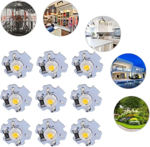 Vista 4 de Hyuduo Bombilla LED de chip de 1 W, 5 V, cuentas de luz de 200 lm de brillo, chip de fuente de luz con placa de aluminio para reflector, paquete