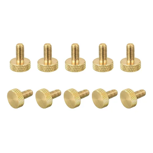 Vista 12 de uxcell 2 tornillos moleteados de latón para pulgar, M3x8mm de agarre plano, perno de sujeción para electrónicos, mecánicos