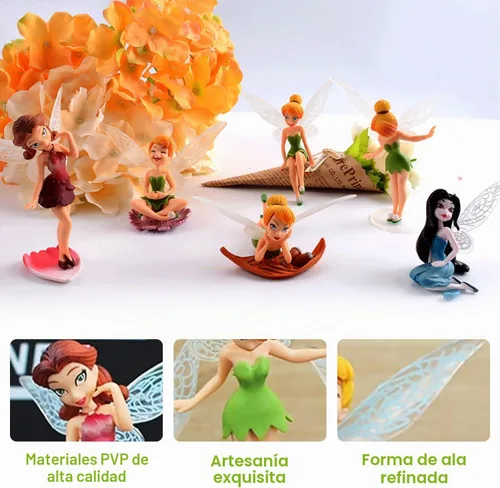 Vista 3 de 6 PCS Mini Figuras de Hadas para Jardín de Hadas, Adornos de Hadas en Miniatura de Resina, Hada Pequeña para Decoración de Pasteles de Cumpleaños