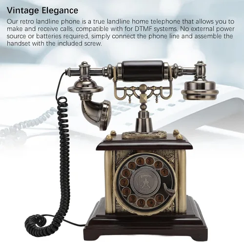 Vista 5 de Teléfono fijo antiguo elegante decorativo retro con cable para el pasillo casero del hotel
