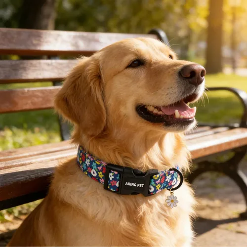 Vista 44 de Aring Pet Collar de algodón, ligero y ajustable, con hebilla de liberación rápida, para perros pequeños, medianos y grandes, para cachorros, S, Hoja