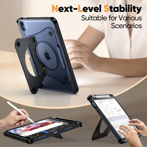 Vista 4 de JETech Funda con función atril para iPad (A16) de 11ª/10ª generación (2025/2022) con soporte para lápices, funda delgada a prueba de golpes, parte