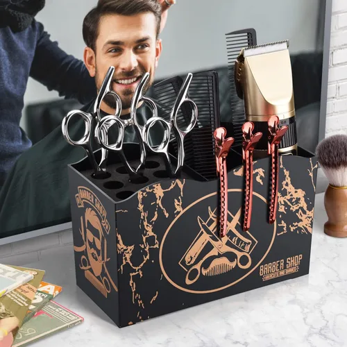 Vista 6 de Noverlife - Caja organizadora profesional para tijeras de barbero, organizador de almacenamiento para tijeras de peluquería de salón, peines, clips