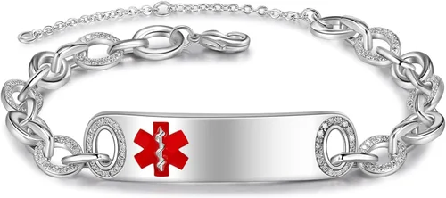 Vista 56 de OPALSTOCK Pulseras médicas personalizadas de silicona ajustable para identificación de emergencias, grabado gratuito, 9 pulgadas, resistente al
