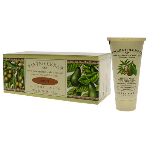Vista 4 de L'Erbolario Crema facial tintada, tono de dátil, 1.6 oz Hidratante, innovadora loción de maquillaje, protege de arrugas y sequedad, macadamia