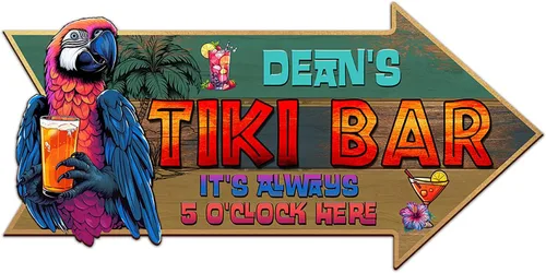 Vista 12 de THUYPT Cartel personalizado con reglas Tiki para bar Tiki, decoración de madera Tiki con patrón Tiki Totem, decoración tropical para playa impresa