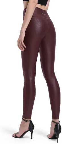 Vista 3 de HARTPOR Leggings de piel sintética para mujer, elásticos, de cintura alta, brillantes, pantalones de cuero, leggings de cuero, pantalones de yoga