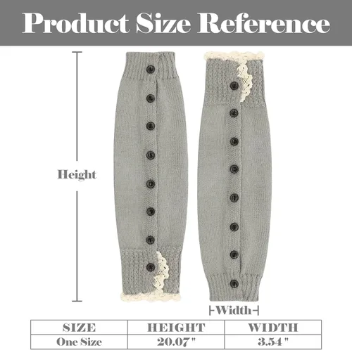 Vista 6 de Calentadores de piernas para mujeres y niñas, estilo japonés, Lolita, calentador de piernas, calcetines largos de punto kawaii, estilo gótico