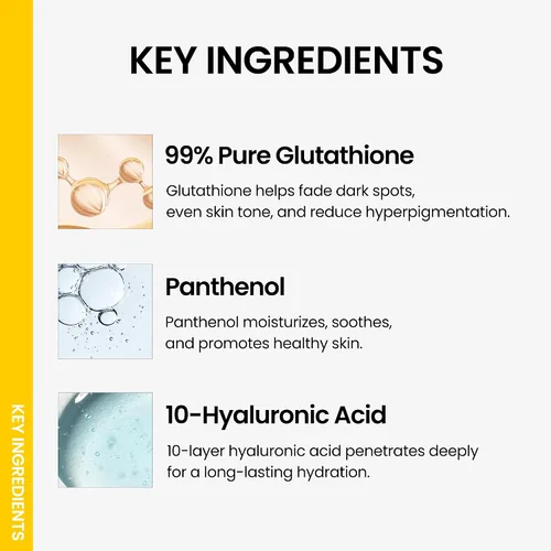 Vista 3 de ONGREDIENTS Skin Barrier Glow Serum, 99% glutatión puro, pantenol, ácido hialurónico, piel de cristal, mancha oscura, tono de piel desigual, piel