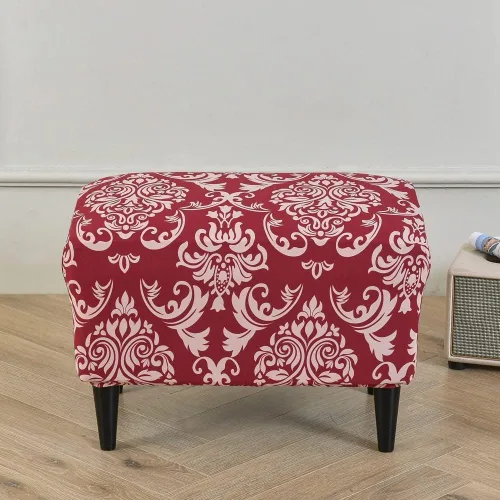 Vista 28 de Funda elástica otomana rectangular para taburete, funda de elastano estampada para reposapiés, protector antideslizante para reposapiés, con parte #1