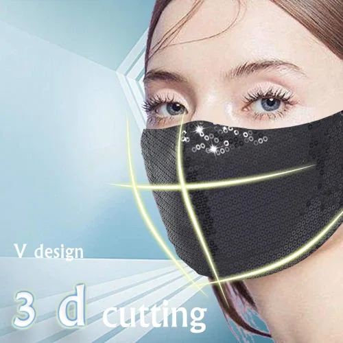 Vista 2 de Uoudio - Cubrebocas con cristal y diamantes de imitación, moderno y reutilizable para mujeres y mascarada