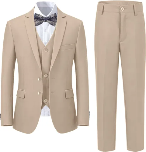 Vista 10 de Boy's Formal Suit Set, Slim Fit Suits for Kids, 5 Pieces Boys Tuxedo Set Negro (pajarita).