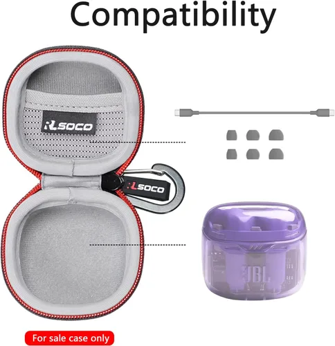 Vista 3 de RLSOCO Funda de transporte para JBL Tune Flex/Tune Flex 2 Auriculares inalámbricos con cancelación de ruido - Negro (solo funda)