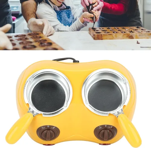 Vista 2 de Fondue eléctrica de chocolate, olla para derretir chocolate, simple de 20 W, 2 ajustes de temperatura para vacaciones para mantequilla (amarillo)