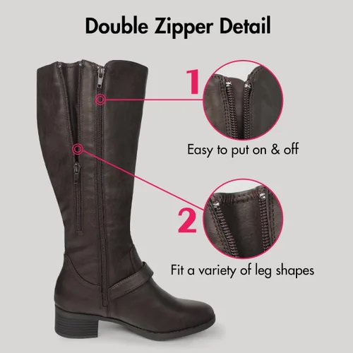 Vista 3 de Hawkwell Botas de equitación hasta la rodilla con cremallera doble para mujer