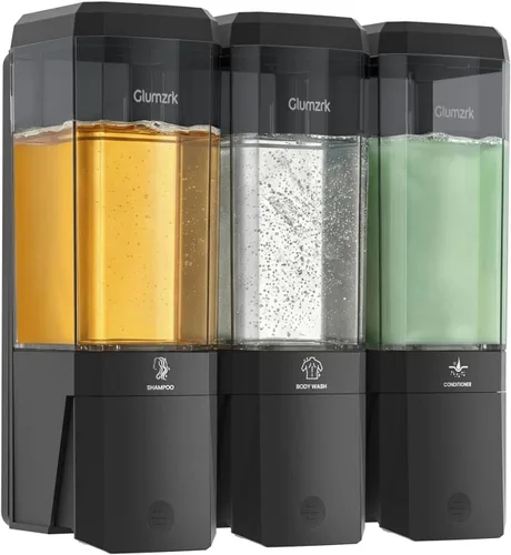 Vista 13 de Dispensador de champú y acondicionador, 2 cámaras, sin perforación, dispensador de champú para ducha, dispensador de jabón de ducha montado