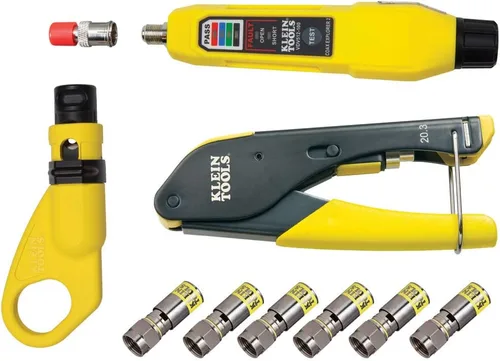 Vista 2 de Klein Tools Kit de instalación de cable coaxial + crimpador/pelador/cortador modulares