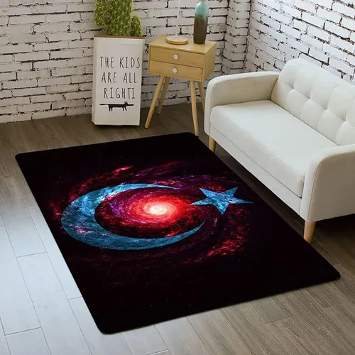 Vista 44 de Alfombra de espacio exterior para habitación de niños, 3 x 5 pies, alfombra Galaxy para dormitorio de niños, suave, antideslizante, sistema solar