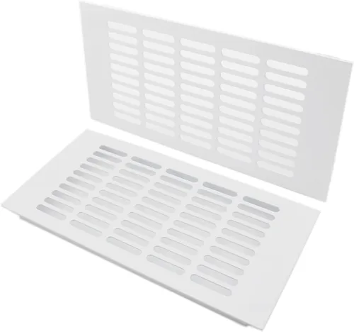 Vista 23 de 2 fundas para ventilación de aire, rejilla de ventilación de aleación de aluminio blanca rectangular, cubierta de rejilla de metal para armario