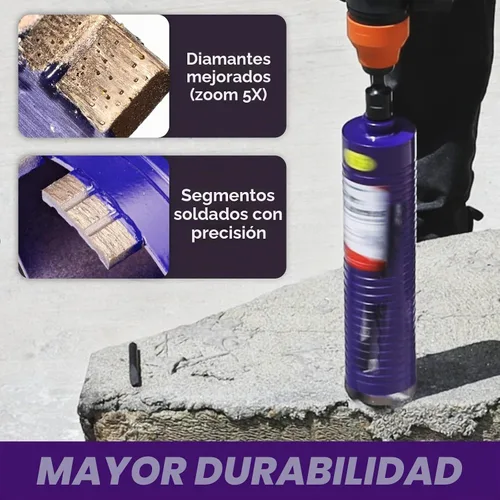 Vista 4 de Broca de núcleo seco Pro de 2" con broca piloto y 3 adaptadores (SDS Plus/SDS Max/1/2 Hex), brocas de núcleo de hoja soldada mejoradas para hormigón