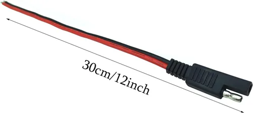 Vista 3 de Cable de extensión SAE de un solo extremo, 2 cables de enchufe de desconexión rápida SAE de 14 AWG para automóvil y panel solar (1 pie/11.8 in)