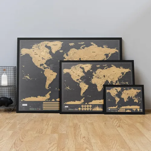 Vista 5 de Mapa para rascar edición de lujo, mapa del mundo personalizado por Luckies