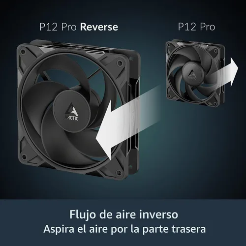 Vista 3 de ARCTIC P12 Pro Reverse – Paquete de 3 – Ventilador Premium de 120 mm con Flujo de Aire Inverso, Ventilador PWM con Splitter de Cable Y, 500-3000