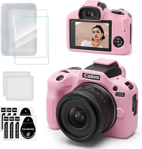 Vista 14 de Funda para cámara Canon EOS R100, funda protectora de silicona suave con protector de pantalla Accesorios para Canon R100, antiarañazos, goma ligera