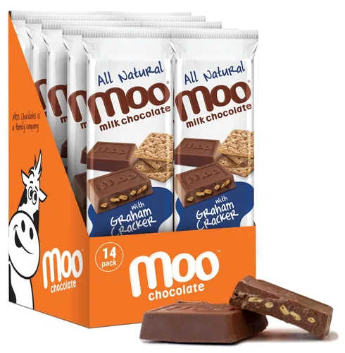 Vista 9 de Moo Chocolates ' Mini barras de chocolate negro sólido natural, 0.7 onzas (14 unidades)