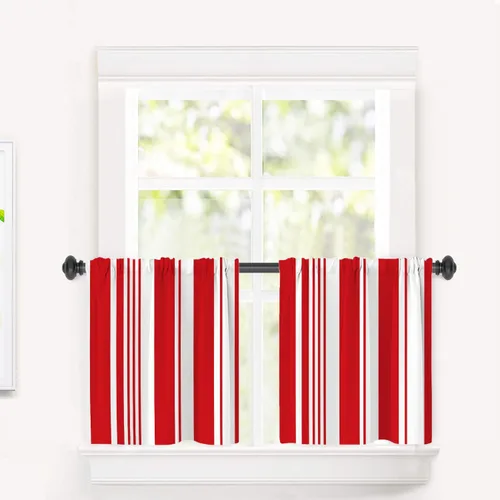Vista 200 de Cortinas opacas de poliéster multicapa para cafetería, con diseño de diamantes, 2 unidades, 26 x 24 pulgadas