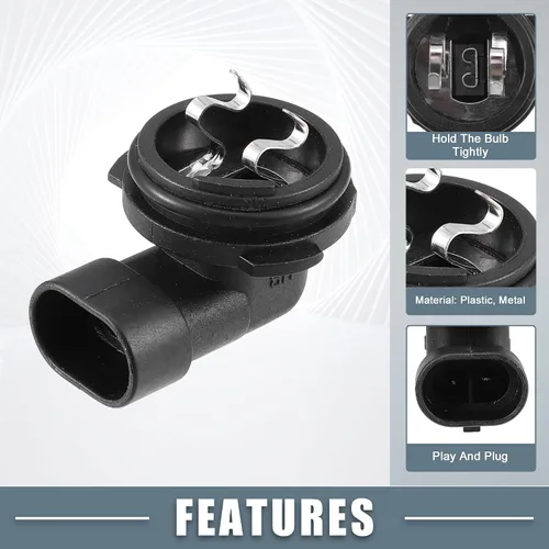 Vista 3 de Soporte de bombilla antiniebla Socket 1445 H1 para vehículo de automóvil de plástico negro