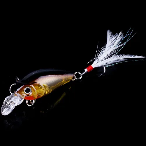 Vista 3 de Paquete de 5 señuelos de pesca Minnow cebo de manivela, señuelos de pesca para lubina, cebo artificial duro, señuelos de pesca Crankbait, ojos 3D