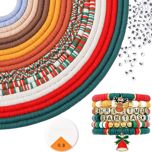 Vista 12 de ADIIL Kit de Fabricación de Pulseras con 7200 Piezas de Cuentas de Arcilla, Cuentas Heishi de Polímero de 6mm para Hacer Joyas, Kit de Pulseras