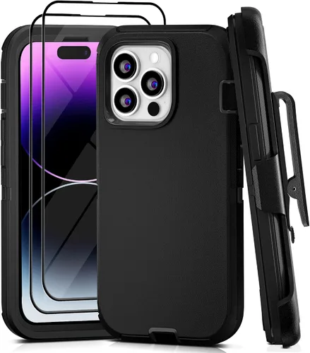 Vista 21 de Funda para iPhone 13 con 2 protectores de pantalla, resistente de grado militar, funda de cuerpo completo para hombres y mujeres (aguamarina + rosa)
