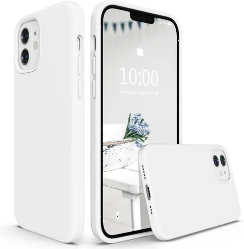 Vista 9 de SURPHY Diseñada para iPhone 12 y iPhone 12 Pro de 6.1 pulgadas, funda gruesa de silicona líquida (con forro de microfibra) para iPhone 12 y 12 Pro
