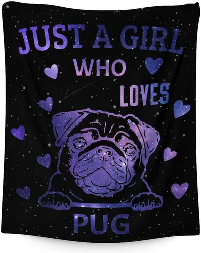 Vista 13 de Manta de Pug para regalo, 30 x 40 pulgadas, bonita manta para amantes de los perros, mantas blancas de felpa suave para sofá, oficina
