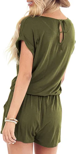 Vista 2 de Mokayee Mono corto de verano para mujer, con lazo frontal, con bolsillos