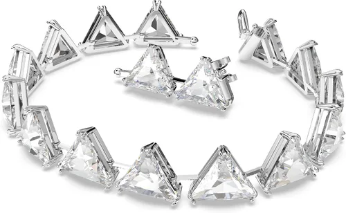 Vista 2 de SWAROVSKI Ortyx, pendientes y pulsera colección de joyas de cristal, cristales transparentes, acabado rodio