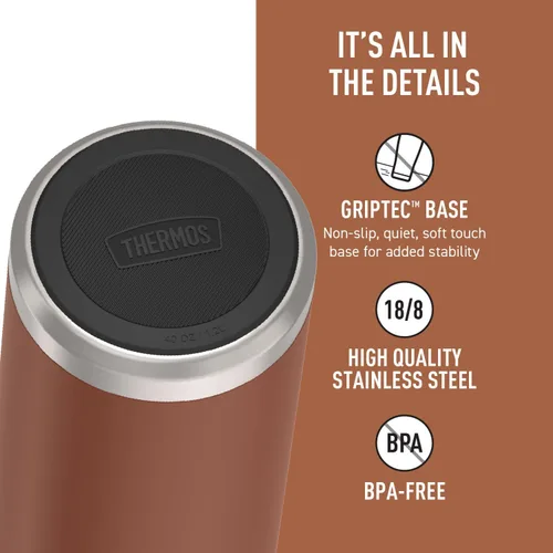Vista 4 de THERMOS ICON SERIES - Botella de agua con tapa superior de rosca, 40 onzas, sillín - Botella de agua de acero inoxidable aislada al vacío con tapa