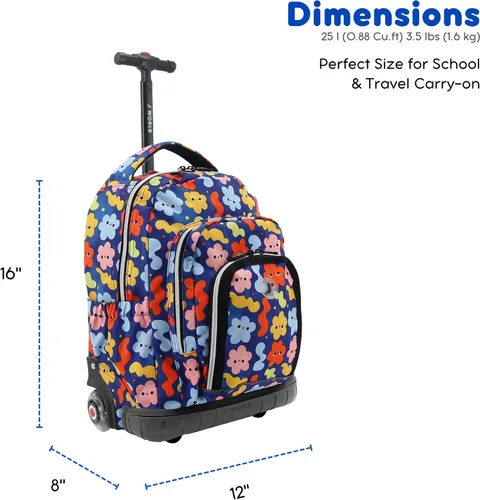 Vista 8 de J World Lollipop Kids Juego de Mochila Rodante y Bolsa de Almuerzo para Escuela Primaria. Maleta de Mano con Ruedas, Tamaño único