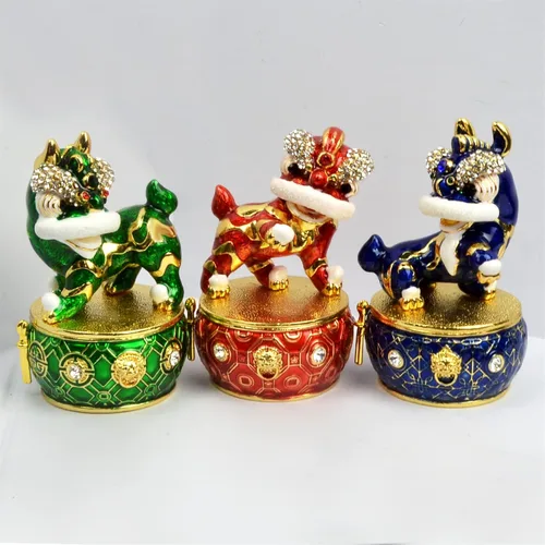 Vista 5 de Estatua de amuleto de tres leones en tambor de Feng Shui 3PCS