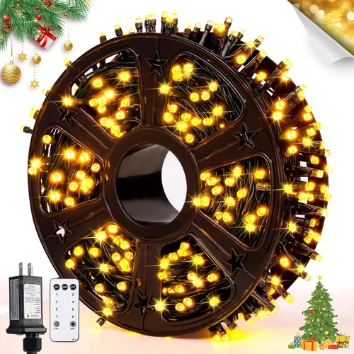 Vista 20 de JMEXSUSS 400 luces LED de Navidad rojas, blancas y verdes, luces de árbol de Navidad de 132 pies con control remoto, tira de luces para interiores
