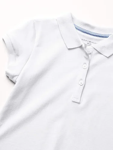 Vista 3 de Tommy Hilfiger girls Short Sleeve Big Girls Fit Stretch Pique Polo Shirt, Kids School Uniform Clothes