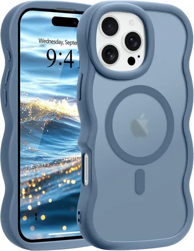 Vista 33 de Pepmune - Funda para iPhone 12 Pro Max con marco ondulado y estructura rígida, color mate claro, cubierta trasera unisex, compatible con Magsafe