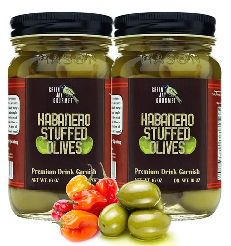 Vista 12 de Green Jay Gourmet Aceitunas Rellenas de Almendra – Aceitunas Verdes Rellenas de Almendra para Decoración de Cócteles y Tabla de Quesos – Aceitunas