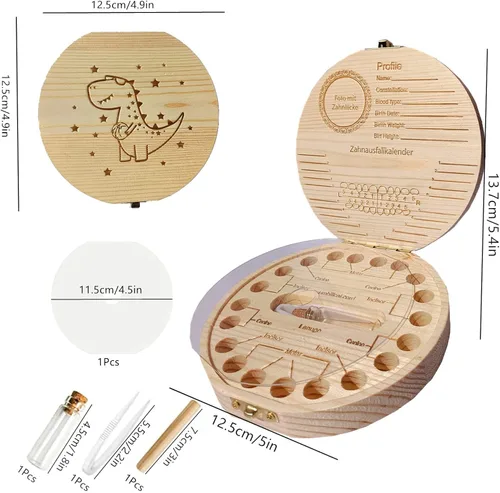 Vista 7 de Caja de dientes de hada de bebé, caja de dientes para dientes de leche, caja de dientes de leche, cajas de dientes de madera, caja de almacenamiento
