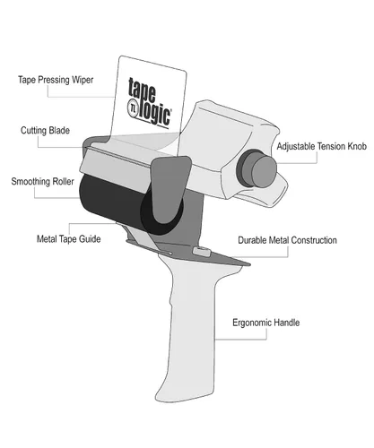 Vista 3 de Tape Logic TLTDHD3 Dispensador de cinta de sellado de cartón resistente, 3 pulgadas, azul/blanco