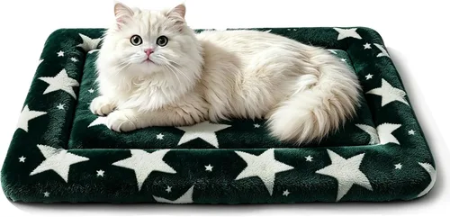 Vista 34 de Tapete de cama para perro, almohadilla reversible para jaula de perro con alfombrilla lavable y espuma suave, cama plana para mascotas para perros